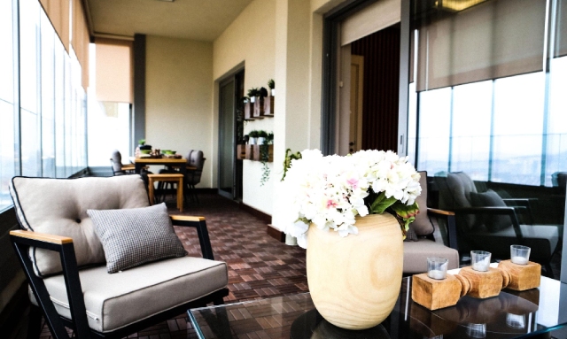 At the water's edge.